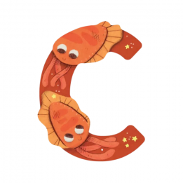 Lettre en bois "C" orange