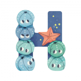 Lettre en bois "H" bleu