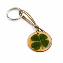 Porte-cles trèfles "Bois"