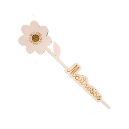 Fleur en bois mot "Maîtresse"