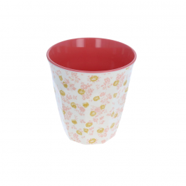 Grand verre fleurs rose et...