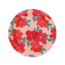 Assiette à fleurs rouge