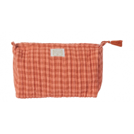 Trousse vichy rose terracota