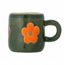 Tasse verte fleurs