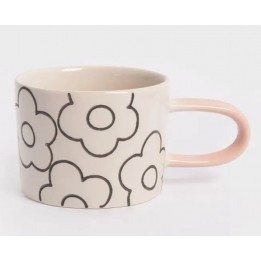 Mug fleur contour mono